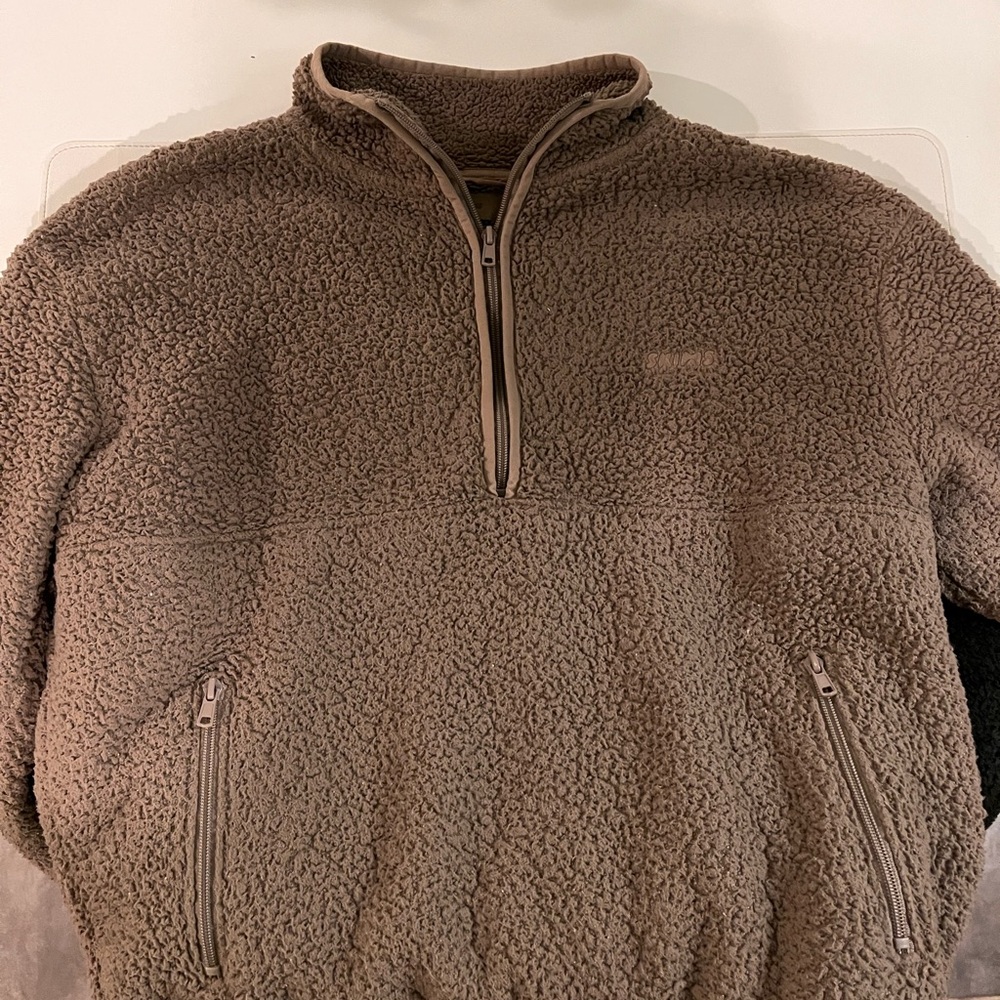 Skims Brown Sherpa Quarter-Zip Pullover